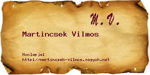 Martincsek Vilmos névjegykártya